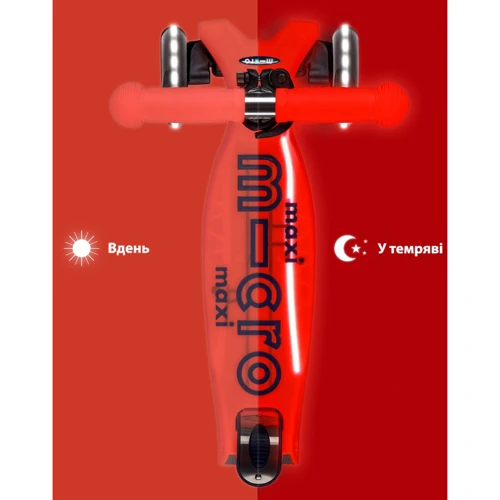 Самокат MICRO серии Maxi Deluxe Glow LED Plus Красная Аура (MMD379): Материал колес полиуретан