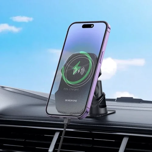 Держатель Borofone Car Holder BH216 Wireless Charger 15W Black фото 6