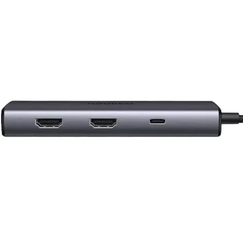 Адаптер Ugreen Adapter CM498 USB-C to 2xHDMI+2xUSB3.0+USB-C+PD 100W (15852): Цвет серый