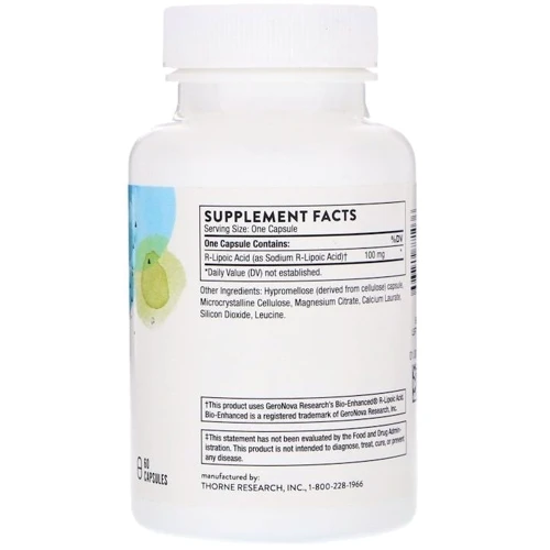 Thorne Research R-Lipoic Acid 60 Caps R ліпоєва кислота: Тип Альфа-ліпоєва кислота