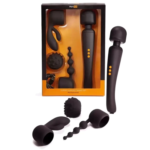 Вибромассажер с насадками Pornhub Supercharge Wand Set