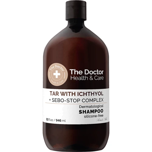 Домашній Лікар The Doctor Health & Care Tar with Ichthyol + Sebo-Stop complex Шампунь дьогтярний з іхтіолом 946 ml