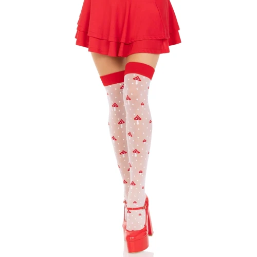 Чулки Leg Avenue Polka Dot Mushroom Thigh Highs One Size