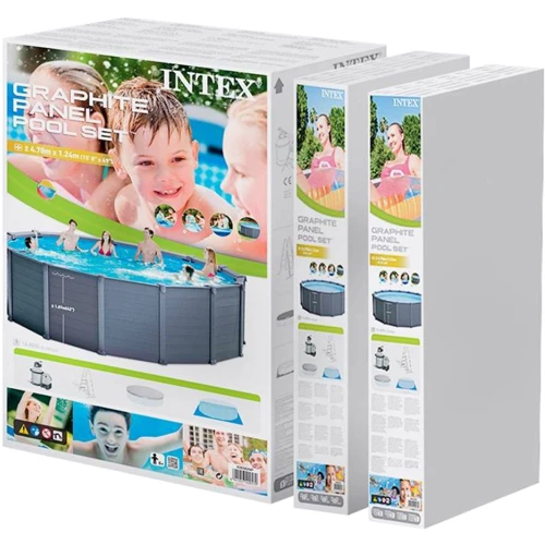 Бассейн Intex каркасный 478-124 см (26384) (16805 л фильтр-насос, лестница, подстилка, тент, в коробке) фото 2