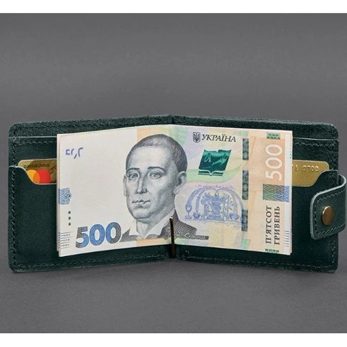 Портмоне-зажим BlankNote 13.1 зеленый (BN-PM-13-1-malachite): Формат кошелька Вертикальный