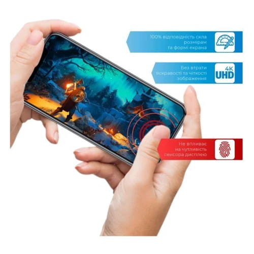 Аксессуар для смартфона ACCLAB Tempered Glass Full Glue Black for Realme 9 Pro Plus: Материал стекло