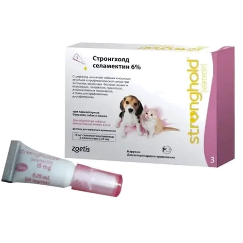 Капли Zoetis Стронгхолд 6%, для котят и щенков от блох и клещей 0.25 мл х 3 пипетки (10008306): Тип Капли