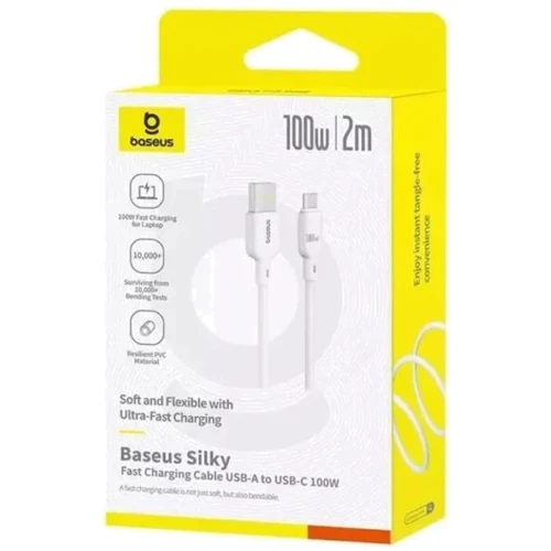 Кабель Baseus USB Cable to USB-C Silky Series 100W 2m White (P10377703213-01) фото 4