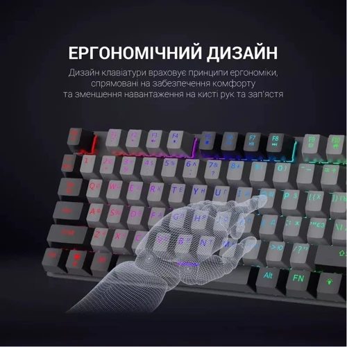 Клавиатура GamePro MK100B Blue Switch LED USB Black (MK100B): Тип клавиш механический