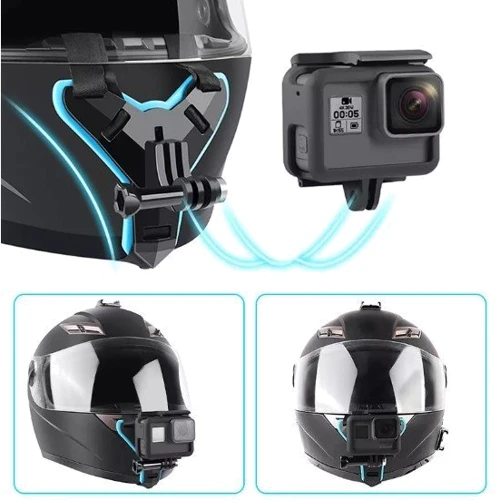 Крепление на шлем, подбородок MSCAM Motorcycle Strap для экшн камер GoPro, SJCAM Синий фото 4