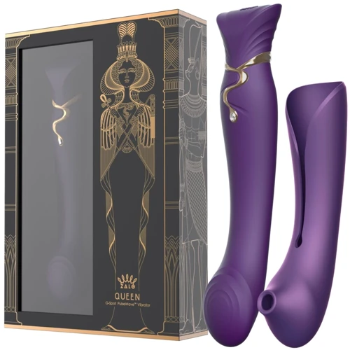 Смартвибратор 3в1 Zalo - Queen Twilight Purple, пульсирующая жемчужина и вакуум, кристалл Swarovski