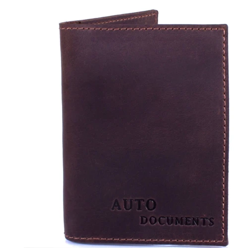 Мужская обложка для документов DNK Leather темно-коричневая (DNK-Auto-H-col-F)