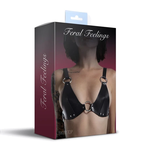 Лиф из натуральной кожи Feral Feelings - Bikini Top Black
