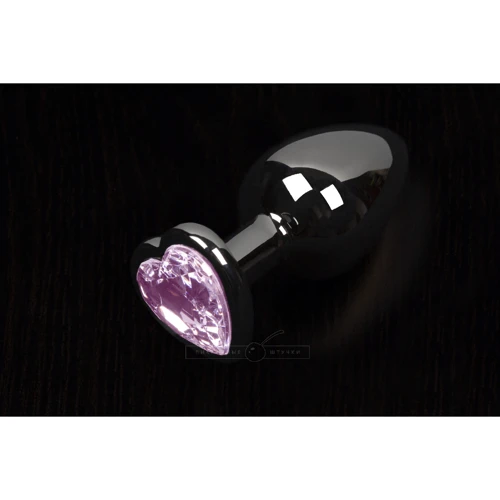 Пикантные Штучки, Большая графитовая анальная пробка с кристаллом в виде сердечка - 8.5x4 см, розовый: Для кого Унисекс