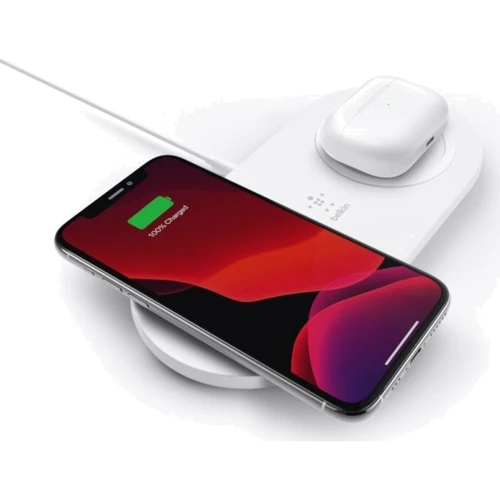 Зарядное устройство Belkin Dual Wireless Charger 15W White (WIZ008VFWH): Кабель в комплекте отсоединяемый