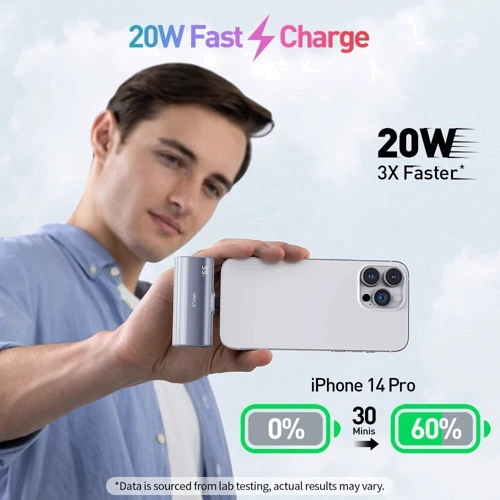 Внешний аккумулятор iWalk Power Bank 5000mAh Linkpod X Silver (LPX001-011A-ES): Кабели/переходники для смартфонов в комплекте USB Type-C