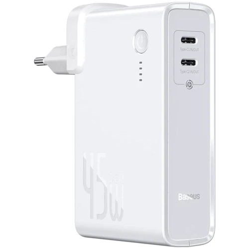 Зарядное устройство Baseus Wall Charger Power Station GaN 2xUSB-C 45W + Power Bank 1000mAh White (PPNLD-F02)