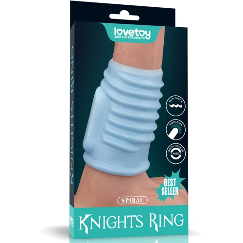 Насадка на пенис с вибрацией LoveToy Knights Ring Vibrating Wave Blue