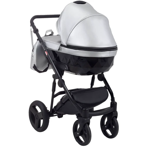 Коляска 2 в 1 Bair Crystal 100% кожа BC-31 серебро перламутр — черный (624452): Ширина шасси 58.5 см