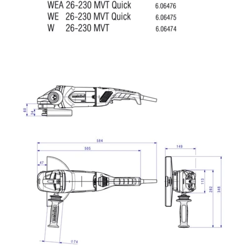 Болгарка (угловая шлифмашина) Metabo WE 26-230 MVT (606475260): Макс. частота вращения диска 6600 об/мин