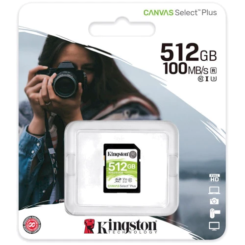 Карта памяти Kingston 512GB SDXC class 10 UHS-I U3 Canvas Select Plus (SDS2/512GB): Объем 512 ГБ