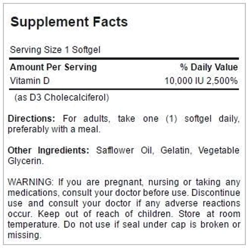 Puritan's Pride Vitamin D3 10,000 IU 100 caps (PTP-35872): Тип вітамін D
