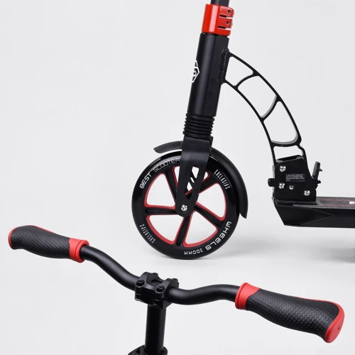 Самокат двоколісний Best Scooter з PU колесами і 2 амортизаторами Black / Red (100072): Тип гальма ножний
