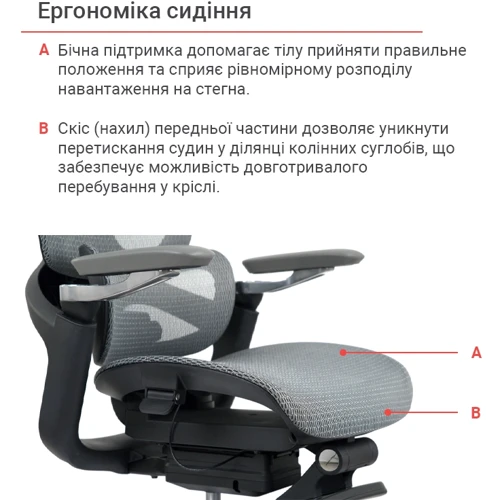 Офісне крісло АКЛАС Петрос R-SR Сірий (Сірий) (00158584)