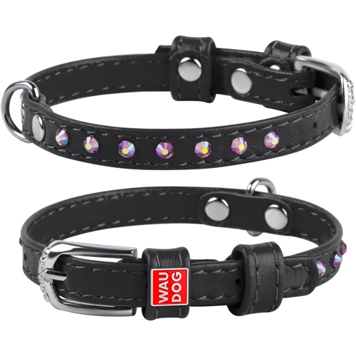 Ошейник WAUDOG Glamour с клеевыми стразами 9 мм 18-21 см черный (32501)