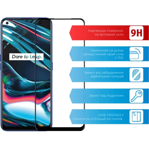 Аксессуар для смартфона ACCLAB Tempered Glass Full Glue Black for Realme 7 Pro: Цвет черный