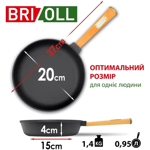 Сковорода с крышкой Brizoll Оптима 200х35 (О2035-Р1-С): Материал ручки Бакелит