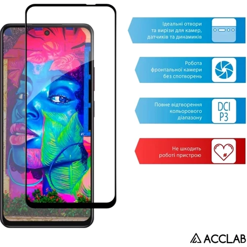 ACCLAB Tempered Glass Full Glue Black for Oppo A3x фото 5