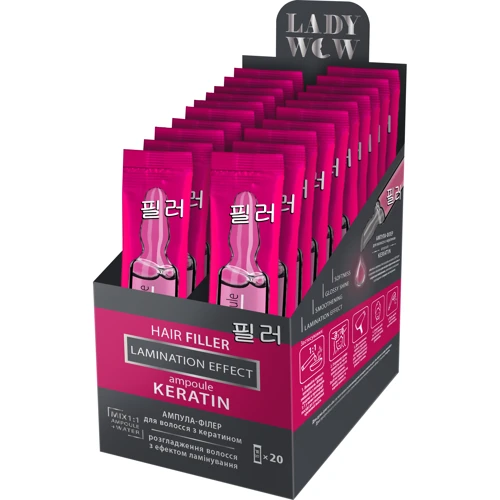 Lady Wow Hair Filler Keratin Ampoule Ампула-філер для волосся з кератином 15 ml фото 1