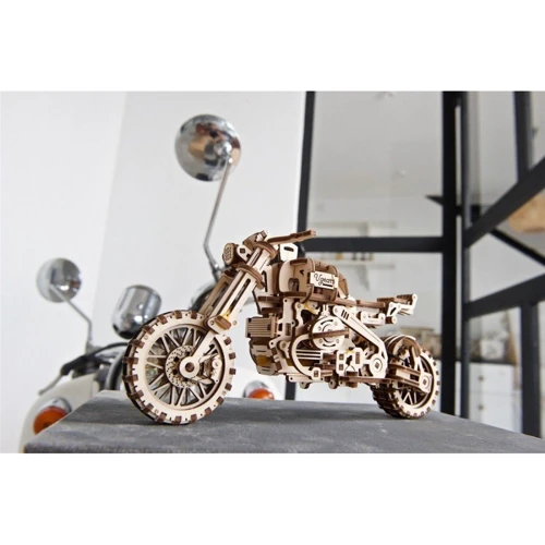 Механічний 3D пазл Ugears Мотоцикл Scramber з коляскою (6336921) фото 25