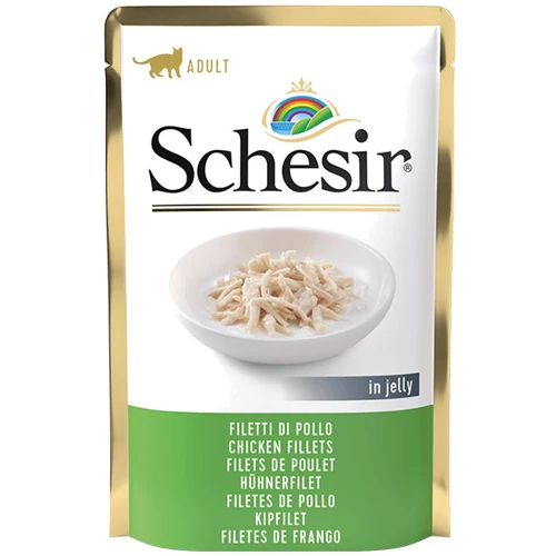 Влажный корм для котов Schesir Chicken Fillets куриное филе в желе 85 г