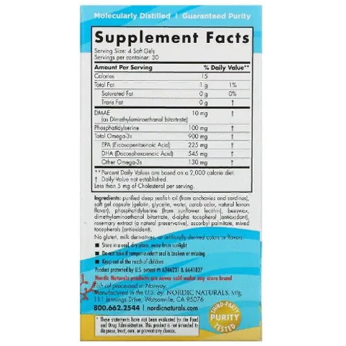 Nordic Naturals Omega Focus Омега-3 для подростков 120 мини гелевых капсул: Тип Омега 3