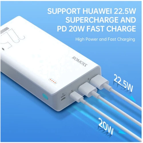 Внешний аккумулятор Romoss Power Bank 30000mAh Sense8F White (PHP30-711-1133H): Особенности Индикатор заряда, быстрая зарядка