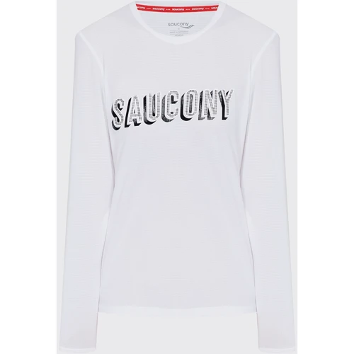Спортивный лонгслив Saucony Stopwatch Long Sleeve (800272-WHSC) 42 белый: Вид Спортивные лонгсливы