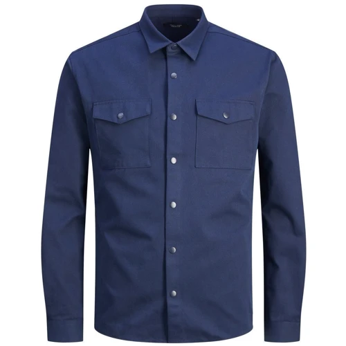 Рубашка Jack & Jones 20694932 50 синяя с длинным рукавом: Длина рукава Длинный