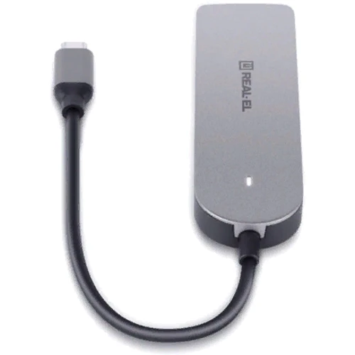 Адаптер REAL-EL Adapter USB-C to 4xUSB CQ-415 Space Grey (EL123110001) фото 8