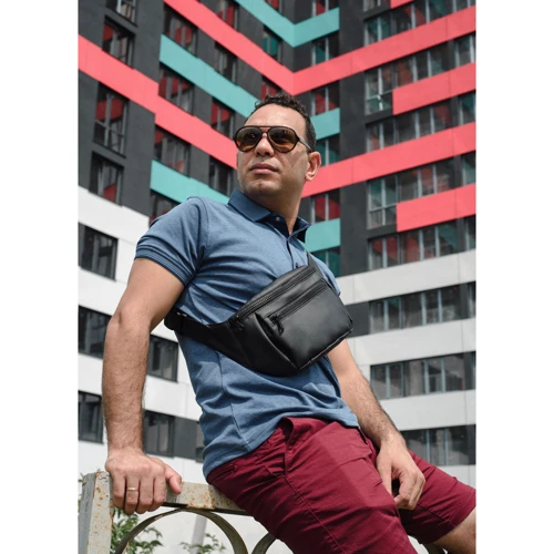 Мужская поясная сумка Sambag Tirso MKH черная (80341001m): Фактура Матовая, Зернистая