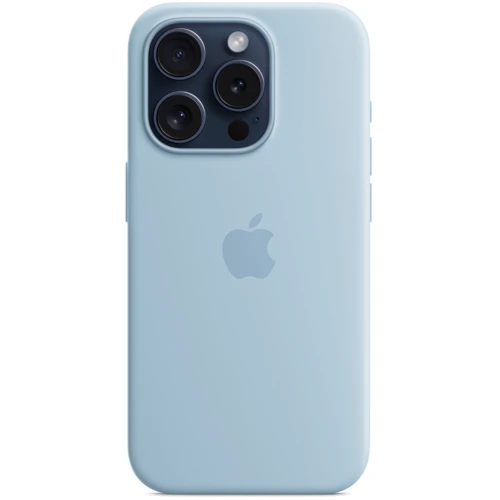 Чехол для iPhone Apple Silicone Case with MagSafe Light Blue (MWNM3) for iPhone 15 Pro: Цвет голубой