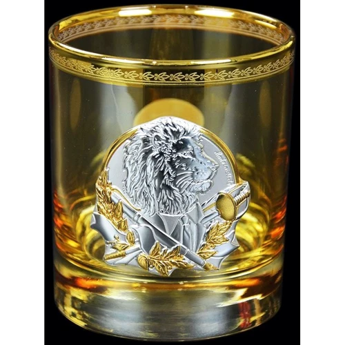 Набор для виски Boss Crystal Лидер янтарный 6 янтарных бокалов, золото, серебро, подсолнечный хрусталь (BCR6Gart) фото 3
