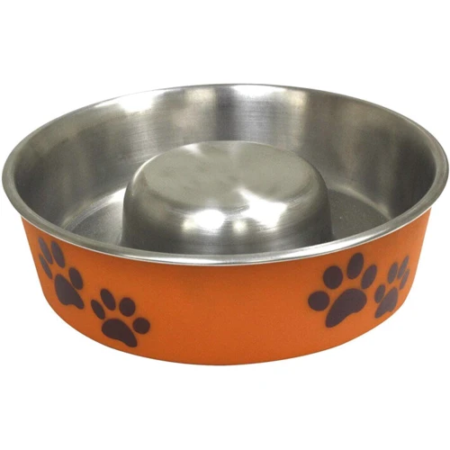 Миска Croci Roxy Slow Eating із нержавіючої сталі оранжева 1.1 л 21 см (C6059583)