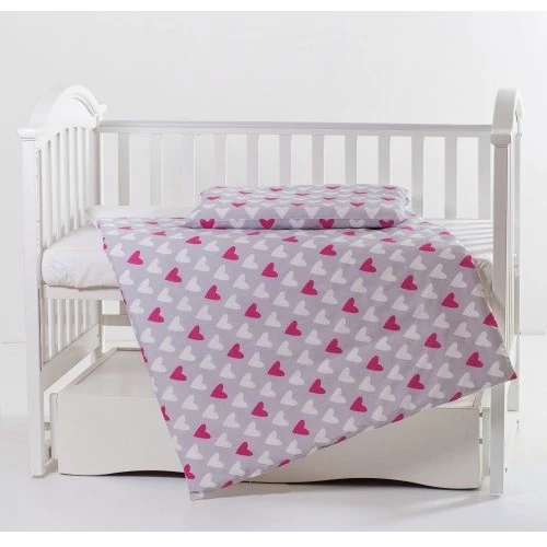 Сменная постель 2 эл. Twins Premium 3027-P-067, Сердечки, розовая