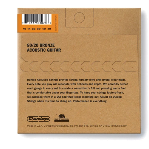Струна для гитар Струны для акустической гитары DUNLOP DAB1048 80/20 BRONZE ACOUSTIC GUITAR STRINGS (10-48): Тип Комплект струн