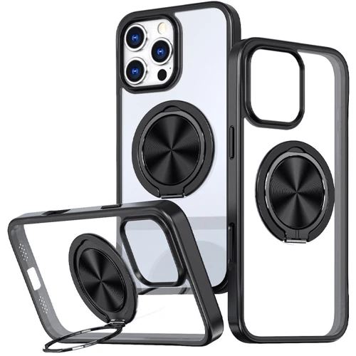 Чехол для iPhone Mobile Case TPU+PC Metal Ring with MagSafe Black for iPhone 16 Pro Max