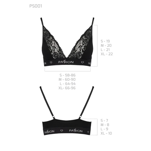 Эластичный топ с кружевом Passion PS001 TOP black, size S