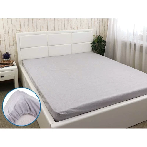 Простирадло на гумці Руно Grey бязь сіра 200х220 см (510.114У_Grey)