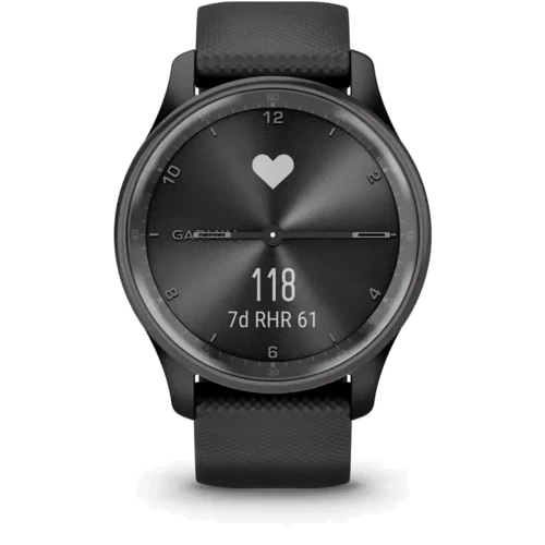 Смарт-годинник Garmin Vivomove Trend Slate Stainless Steel Bezel with Black Case and Silicone Band (010-02665-00): Матеріал корпуса Нержавеющая сталь